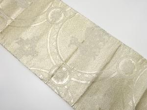 アンティーク 丸紋に抽象動物・花模様織り出し袋帯(着用可)